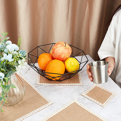 Rectangle Jute Cloth Table Mat AJEW-WH0180-39-1