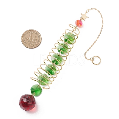 Glass Christmas Tree Hanging Suncatchers HJEW-JM04571-1
