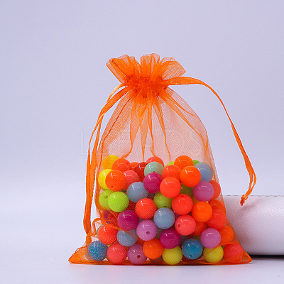 Rectangle Organza Drawstring Bags CON-PW0001-054A-14-1