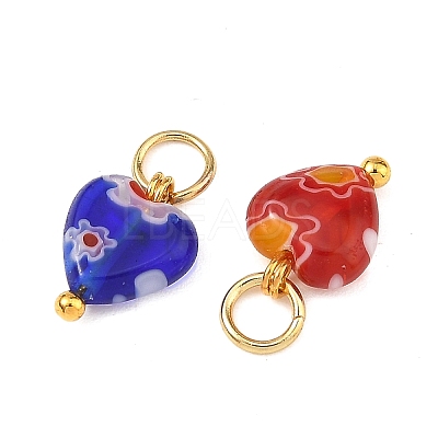 304 Stainless Steel with Handmade Millefiori Glass Lampwork Charms PALLOY-JF06021-1