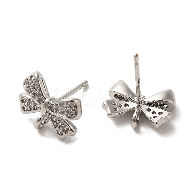 Rack Plating Brass & Cubic Zirconia Stud Earring Findings KK-G487-08P-1