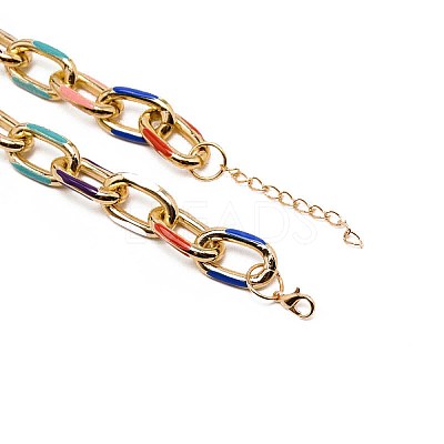 Colorful Aluminum Enamel Cable Chain Necklace for Women NJEW-TAC0001-006-1
