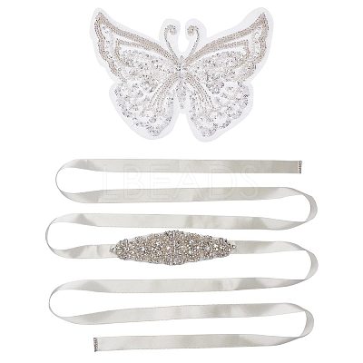1Pc 3D Butterfly Polyester Computerized Embroidery Appliques for Wedding Dress DIY-GF0006-64-1