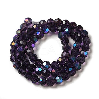 Electroplate Transparent Glass Beads Strands EGLA-A035-T8mm-L15-1