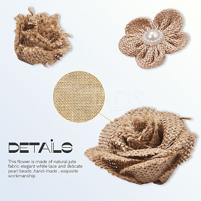 Handmade Burlap Flower & Lace Bowknot FIND-SC0001-21-1