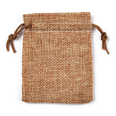 Polyester Imitation Burlap Packing Pouches Drawstring Bags ABAG-R005-9x7-22-1