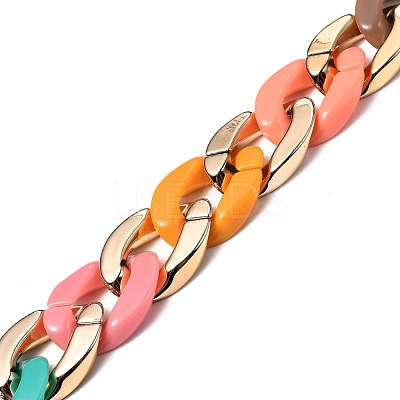 Handmade Opaque Acrylic & CCB Curb Chains AJEW-JB00685-1