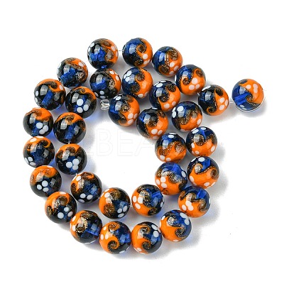 Handmade Gold Sand Lampwork Beads Strands LAMP-A003-03G-1