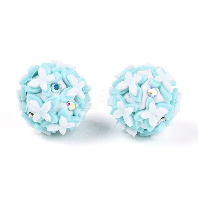 Handmade Polymer Clay Rhinestone and Resin Beads CLAY-T022-01C-1