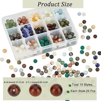 375Pcs 15 Styles Natural & Synthetic Gemstone Beads G-NB0003-87-1