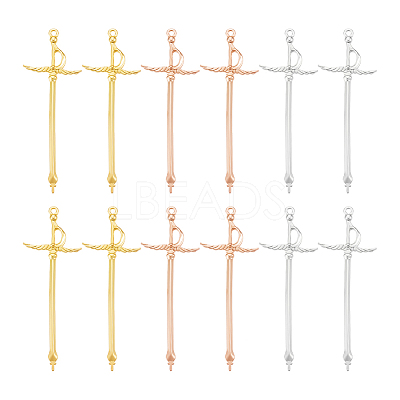 48Pcs 3 Colors Alloy Sword Pendants FIND-UN0003-12-1