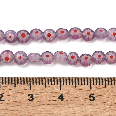 Handmade Millefiori Glass Flat Round Bead Strands LK-P010-A-01-1