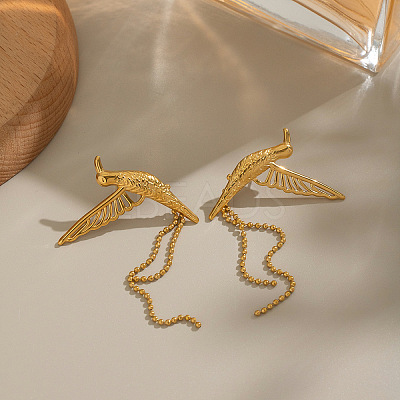 Stainless Steel Bird Tassel Stud Earrings CQ0312-1