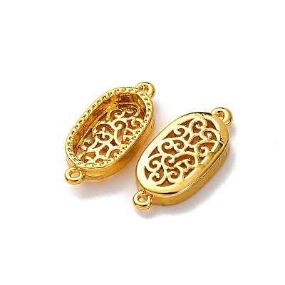 Oval Brass Connector Cabochon Settings KK-NH0007-02G-1