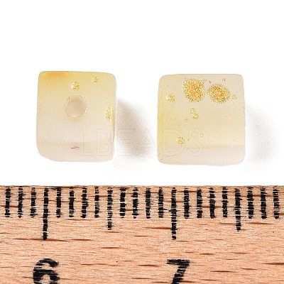 Frosted Glass Beads with Golden Glitter Powder DGLA-NH001-6mm-01A-1