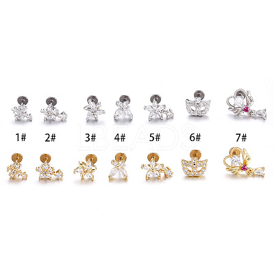Stainless Steel Micro Pave Clear Cubic Zirconia Internally Threaded Labrets WGBE4CC-09-1
