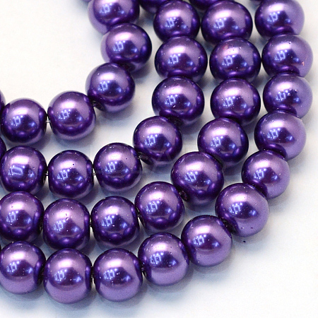 Baking Painted Pearlized Glass Pearl Round Bead Strands HY-Q003-6mm-76-1