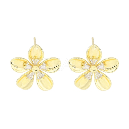 Brass Pave Clear Cubic Zirconia Stud Earring Findings LS-KK-F875-05G-1