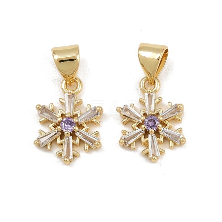 Brass Micro Pave Cubic Zirconia Charms KK-C132-11G-1
