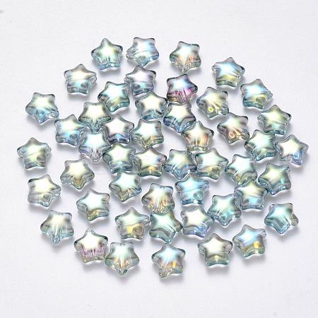 Transparent Spray Painted Glass Beads GLAA-R211-04-G01-1