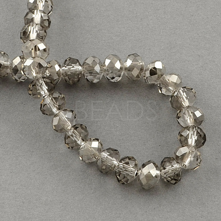 Half Plated Faceted Rondelle Glass Bead Strands X-EGLA-S095-8mm-02-1