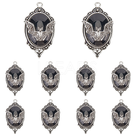 10Pcs Halloween Alloy Oval Pendants FIND-SC0011-18B-1