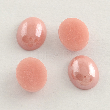 Pearlized Plated Opaque Glass Cabochons X-PORC-S804-10x14-03-1