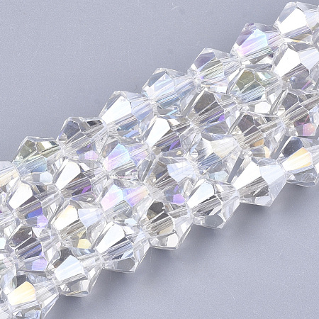 Electroplate Glass Beads Strands EGLA-Q118-8mm-B17-1