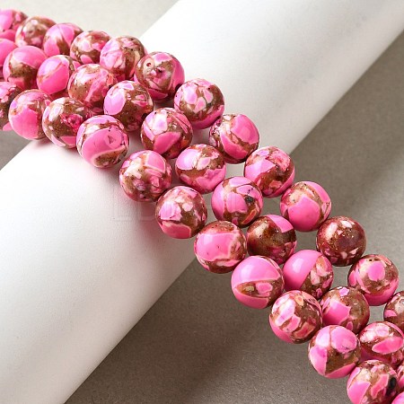 Dyed Natural Magnesite Beads Strands G-L617-D01-8mm-06-1