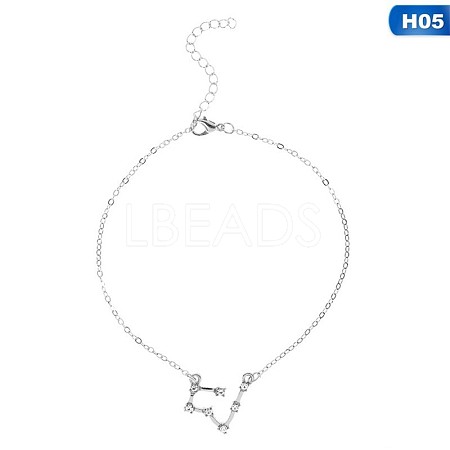 Twelve Constellation Alloy Crystal Rhinestone Link Chain Anklets for Women FS-WG97E4C-14-1