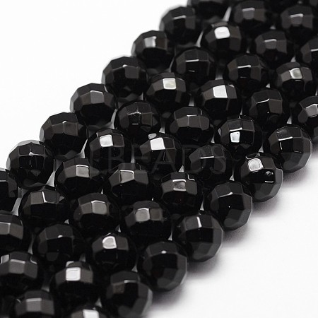 Natural Dyed & Heated Black Onyx Beads Strands X-G-D840-23-8mm-1