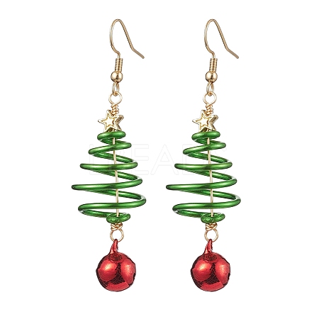 Aluminum Wire Wrapped Christmas Tree Dangle Earrings EJEW-JE05829-01-1