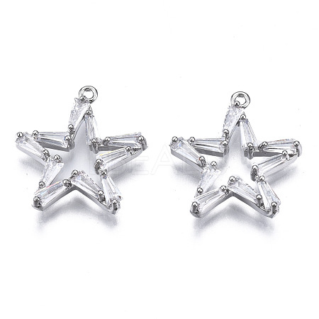 Brass Inlaid Clear Cubic Zirconia Pendants ZIRC-S069-027P-1