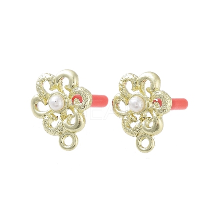 Rack Plating Golden Alloy with ABS Pearl Stud Earring Findings EJEW-B036-03G-04-1