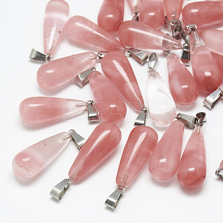 Cherry Quartz Glass Pendants X-G-T081-19-1