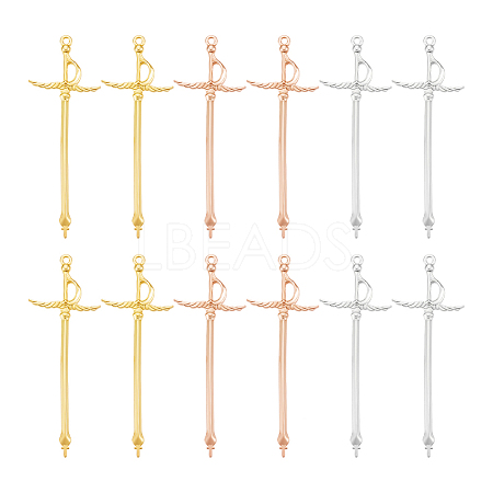 48Pcs 3 Colors Alloy Sword Pendants FIND-UN0003-12-1