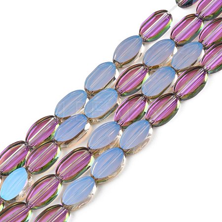 Painted Transparent Glass Beads Strands GLAA-E033-06B-03-1