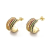 Brass Micro Pave Colorful Cubic Zirconia Stud Earrings EJEW-P254-01G-1