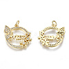 Real 16K Gold Plated Brass Micro Pave Cubic Zirconia Pendants KK-S061-72E-G-NR-1