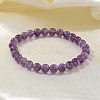 Natural Amethyst Bead Stretch Bracelets BJEW-K212-A-034-3