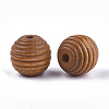 Painted Natural Wood Beehive Beads WOOD-S049-04B-07-2