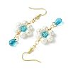 Shell Pearl with Glass Dangle Earring EJEW-JE05931-02-4