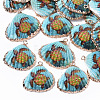 Electroplate Printed Natural Scallop Shell Pendants X-SSHEL-R047-04-A01-1