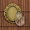 25x18mm Transparent Glass Cabochons and Vintage Alloy Brooch Cabochon Bezel Settings DIY-X0187-AB-NF-3