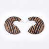 Printed Wooden Stud Earrings X-WOOD-T021-38-2