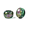 Flower Printed Transparent Acrylic Rondelle Beads TACR-S160-01-C04-3