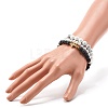 Natural Howlite & Lava Rock Round Beads Stretch Bracelets Set BJEW-JB06982-02-9