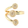 Brass Micro Pave Clear Cubic Zirconia Cuff Rings RJEW-K233-59G-1