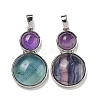 Natural Fluorite & Natural Amethyst Pendants G-G147-06P-01-1