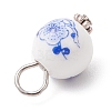 Handmade Flower Printed Porcelain Ceramic Pendants PALLOY-JF03928-01-5